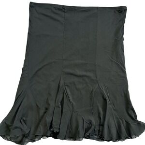 Madison Michelle Black Ruffle Hem Skirt‎ Women's XL Sheer Overlay Tiered